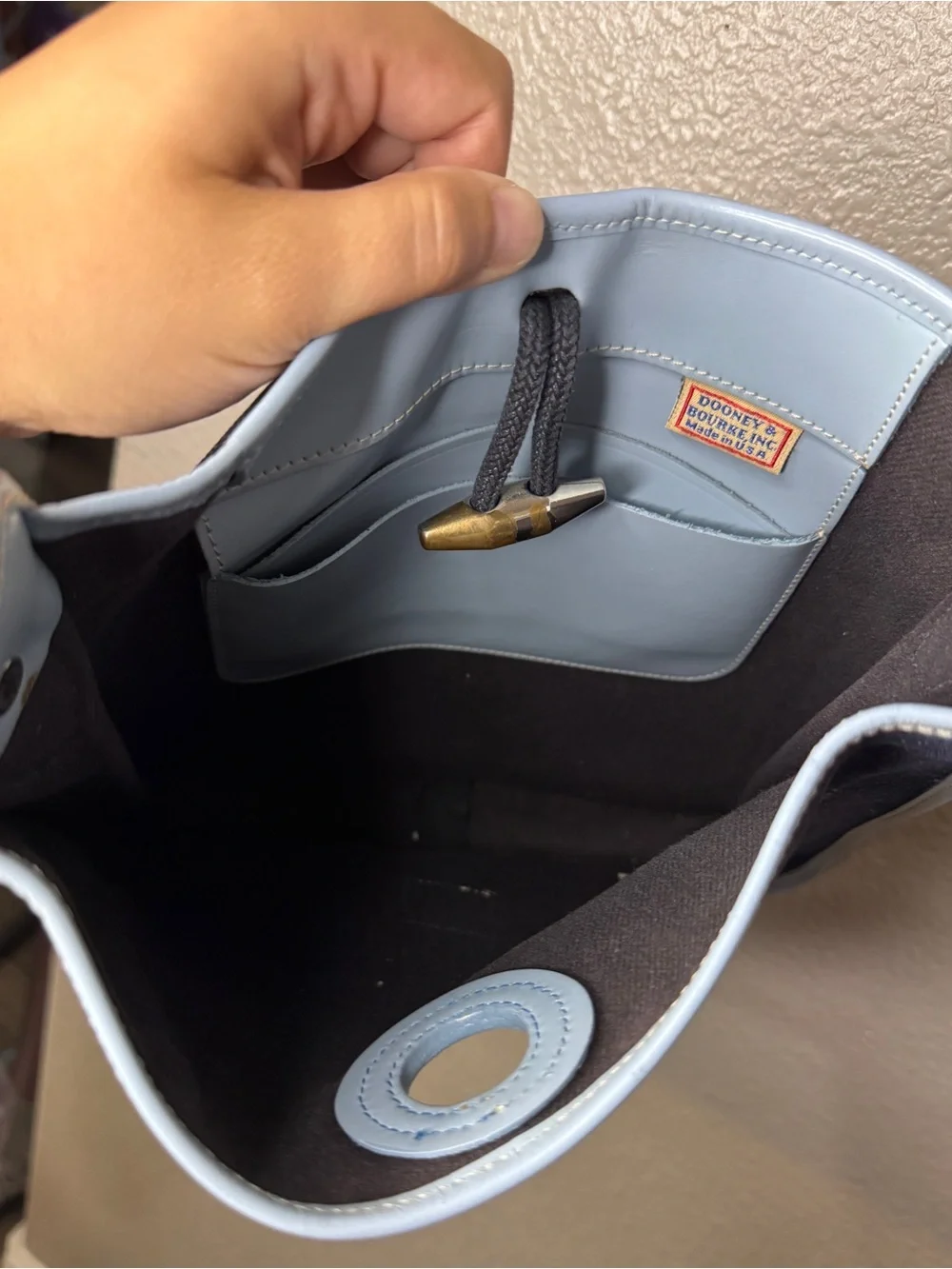 Vintage 2000 Dooney & Bourke Tall Slim Feedbag Denim Shoulder Bag Y2K